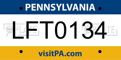 LFT0134 Pennsylvania License Plate