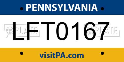 LFT0167 Pennsylvania License Plate
