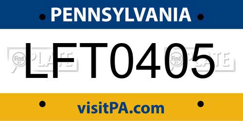 LFT0405 Pennsylvania License Plate