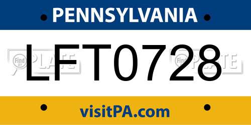 LFT0728 Pennsylvania License Plate