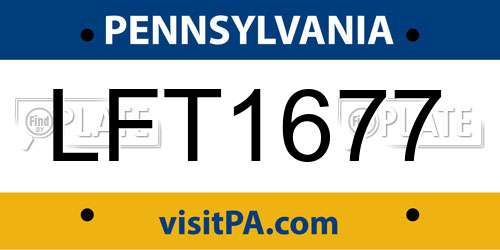 LFT1677 Pennsylvania License Plate