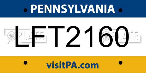 LFT2160 Pennsylvania License Plate