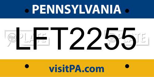 LFT2255 Pennsylvania License Plate
