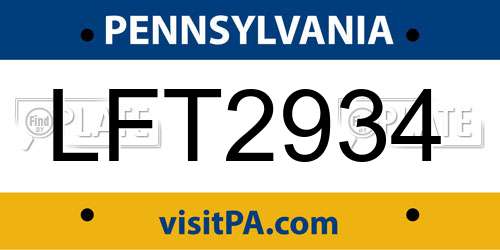 LFT2934 Pennsylvania License Plate