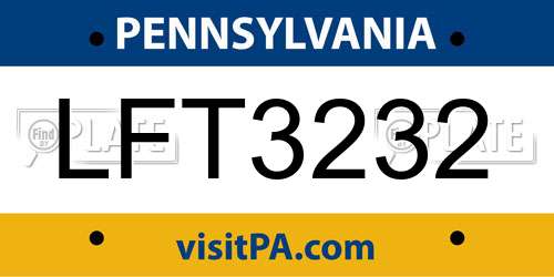 LFT3232 Pennsylvania License Plate