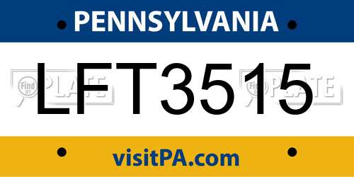 LFT3515 Pennsylvania License Plate