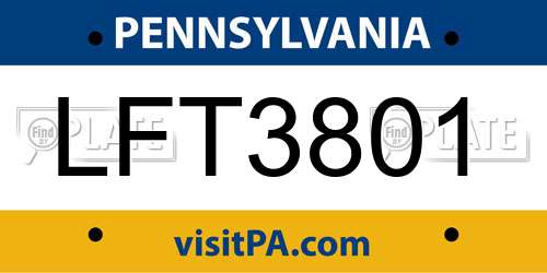 LFT3801 Pennsylvania License Plate