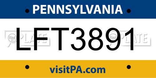 LFT3891 Pennsylvania License Plate