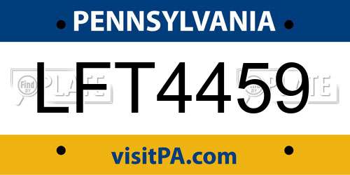LFT4459 Pennsylvania License Plate