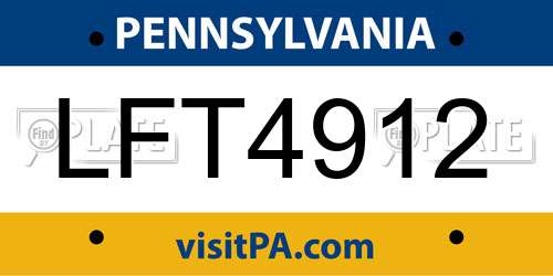 LFT4912 Pennsylvania License Plate