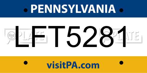 LFT5281 Pennsylvania License Plate