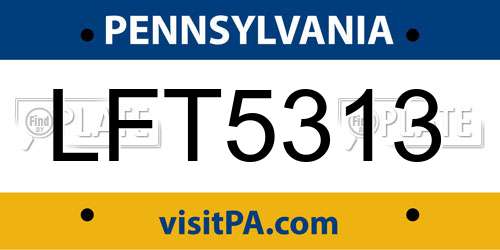 LFT5313 Pennsylvania License Plate