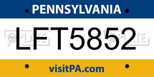 LFT5852 Pennsylvania License Plate