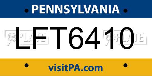 LFT6410 Pennsylvania License Plate