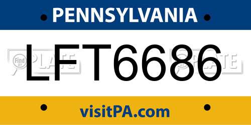 LFT6686 Pennsylvania License Plate