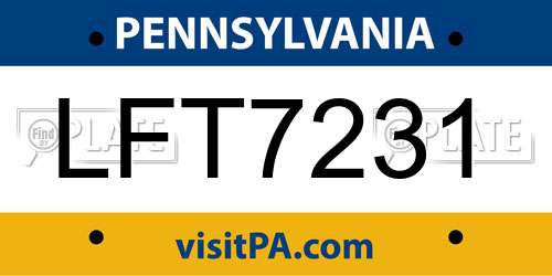 LFT7231 Pennsylvania License Plate