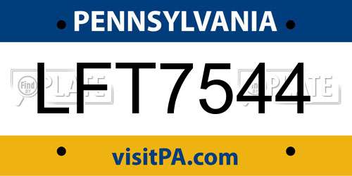 LFT7544 Pennsylvania License Plate