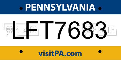 LFT7683 Pennsylvania License Plate