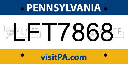 LFT7868 Pennsylvania License Plate