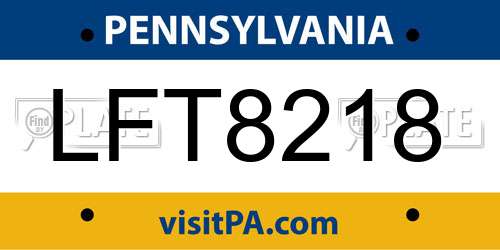 LFT8218 Pennsylvania License Plate