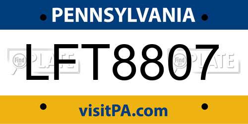 LFT8807 Pennsylvania License Plate