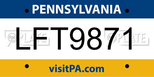 LFT9871 Pennsylvania License Plate