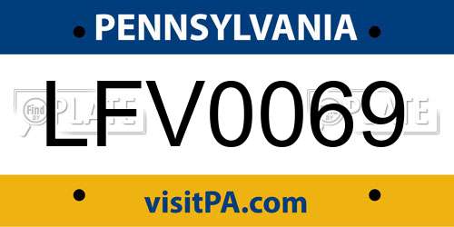 LFV0069 Pennsylvania License Plate