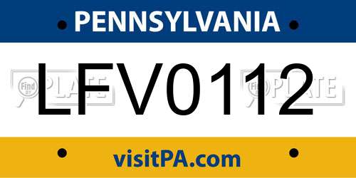 LFV0112 Pennsylvania License Plate