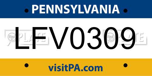 LFV0309 Pennsylvania License Plate