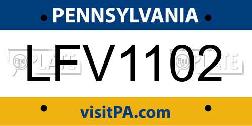 LFV1102 Pennsylvania License Plate