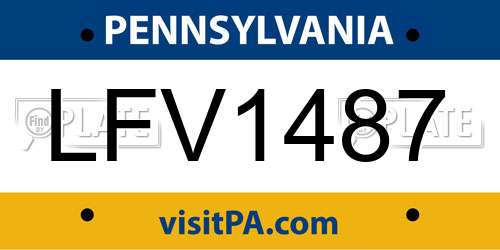 LFV1487 Pennsylvania License Plate