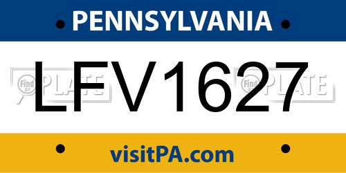 LFV1627 Pennsylvania License Plate
