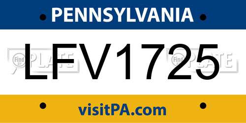 LFV1725 Pennsylvania License Plate