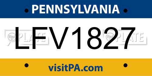 LFV1827 Pennsylvania License Plate