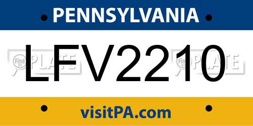 LFV2210 Pennsylvania License Plate