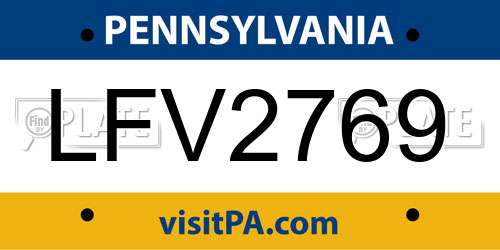 LFV2769 Pennsylvania License Plate