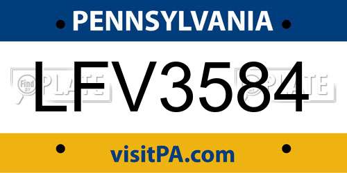 LFV3584 Pennsylvania License Plate
