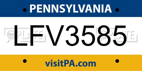 LFV3585 Pennsylvania License Plate