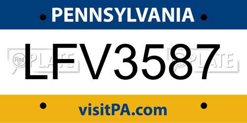 LFV3587 Pennsylvania License Plate