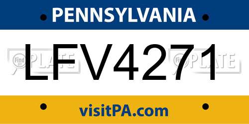 LFV4271 Pennsylvania License Plate
