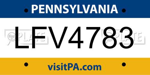 LFV4783 Pennsylvania License Plate