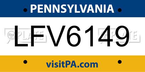 LFV6149 Pennsylvania License Plate
