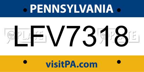 LFV7318 Pennsylvania License Plate