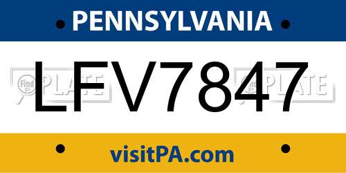 LFV7847 Pennsylvania License Plate
