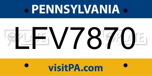 LFV7870 Pennsylvania License Plate