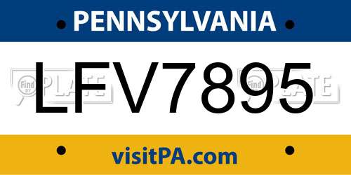 LFV7895 Pennsylvania License Plate