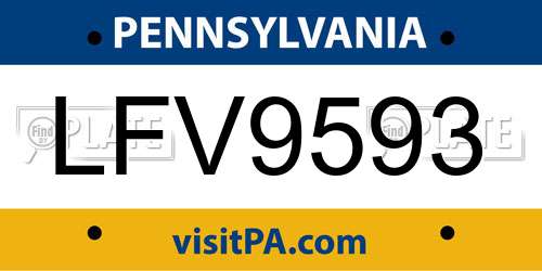 LFV9593 Pennsylvania License Plate