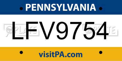 LFV9754 Pennsylvania License Plate