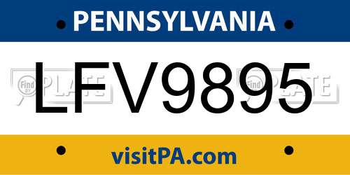 LFV9895 Pennsylvania License Plate