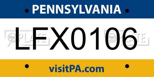 LFX0106 Pennsylvania License Plate